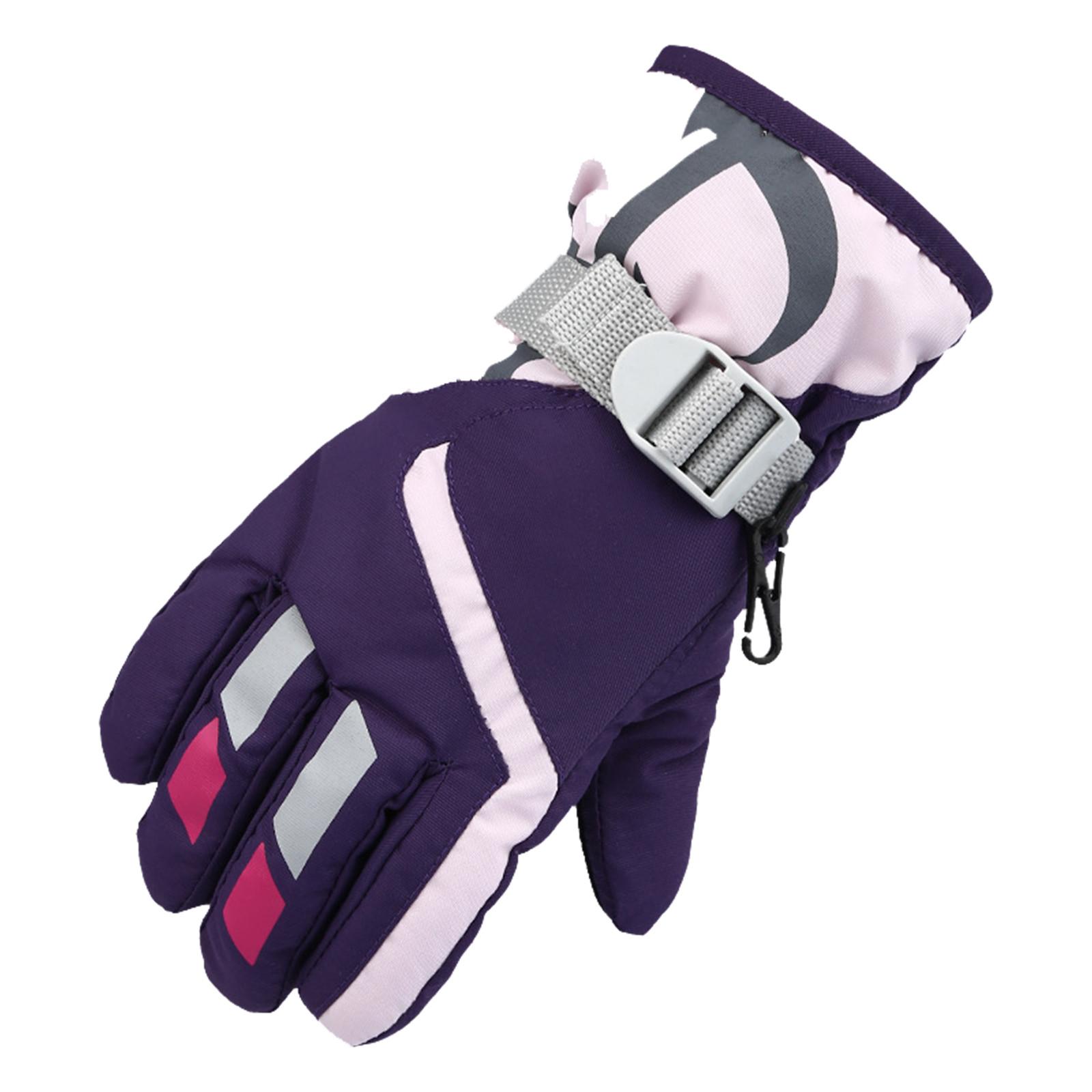 

Модернизированные детские лыжные перчатки для улицы, велосипедные перчатки, зимние теплые перчатки для альпинизма, водонепроницаемые One Size фиолетовый