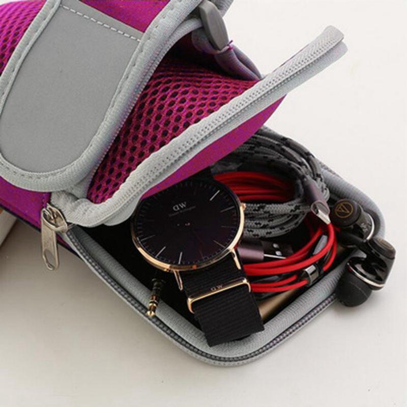 Laufarmtasche Hohe Kapazität Doppelreißverschlüsse Kopfhöreranschluss Touchscreen Doppellagige Aufbewahrung Handy Klettband Outdoor Herren und Damen Handgelenktasche