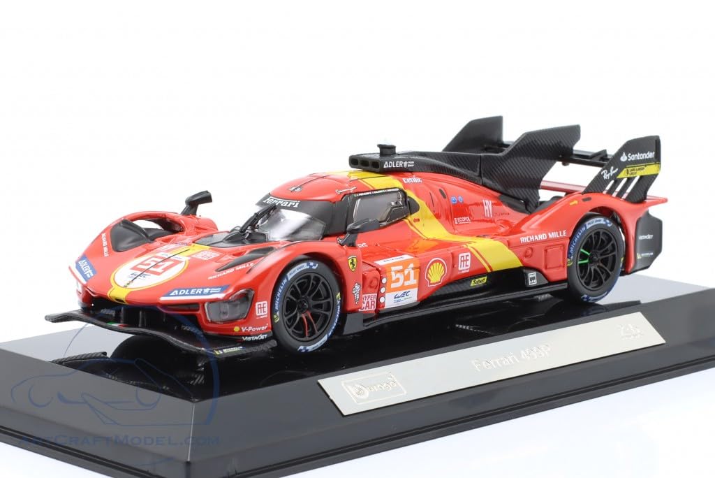 BURAGO 1/43 Scale Ferrari Diecast Car, Ferrari 499P #51, 2023 Le Mans 24 Hours Winner, Signature Series [Parallel Import]