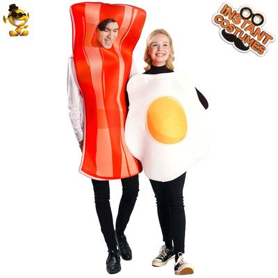 Halloween Adult Male and Female Couples Poached Egg Bacon Party Costumes, Funny Food Role-playing Costumes