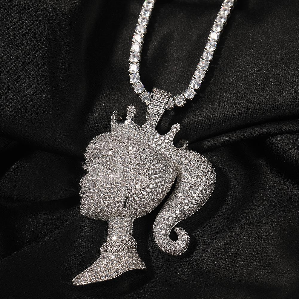 European and American Ins New Crown Barbie Pendant Necklace Copper Inlaid Zircon Niche Pendant Trendy Versatile Accessories