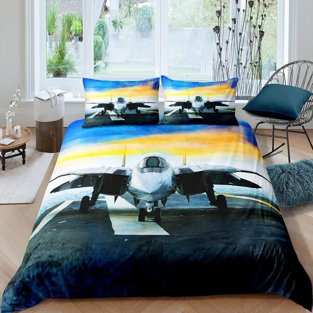 Comforter Airplane Sky Cloud Polyester Comforter For Kids Teens Adults Bedding Set King Queen Size With