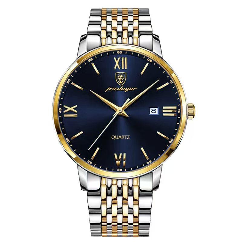 POEDAGAR Luxury Sports Men's Wristwatch Stainless Steel Waterproof Date Watch High Quality Casual Fashion Quartz Watches