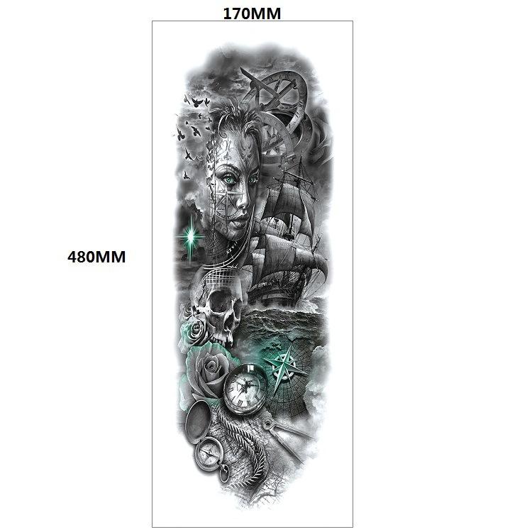 Lion Tiger Head Large Pattern Waterproof Full Arm Tattoo Sticker Flower Arm Large Pattern Water Transfer Wind Sticker