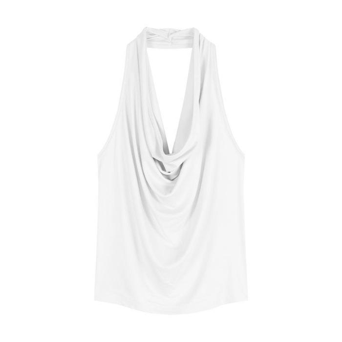 Summer Pure Desire Spice Girls Ins Sleeveless Halter Swing Neck Suspender Vest New Design Bottom Top Women's T