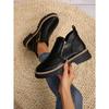 Women's Autumn/Winter New Chunky Sole Slip-Resistant Comfortable Low Heel Round Toe Side Zipper Closed Short Boots, Fashionable High-End Women's Shoes