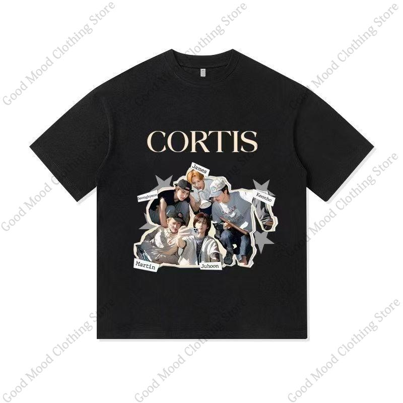 CORTIS Print T Shirt Fashion Street Hip Hop Retro JUHOON KEONHO SEONGHYEON Print Tshirt Kpop Fans Cotton Short Sleeve Tee Tops