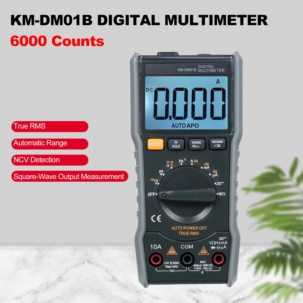 KM DM01B Smart Digital Multimeter Auto Range 6000 Counts NCV Universal Meter Handheld Multifunctional Tester Voltmeter