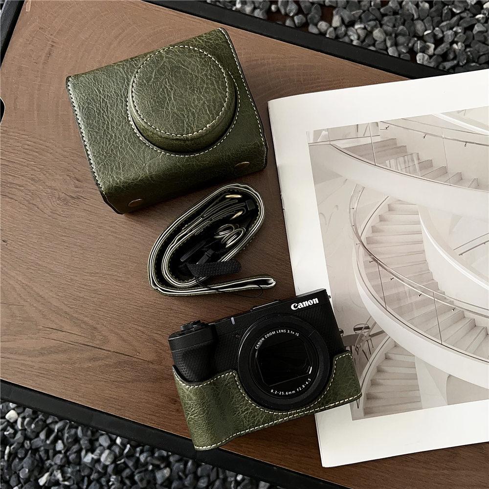 

Luxury Version PU Leather Camera Case for Canon PowerShot V1 Camera Bag Battery Opening Cover With Strap