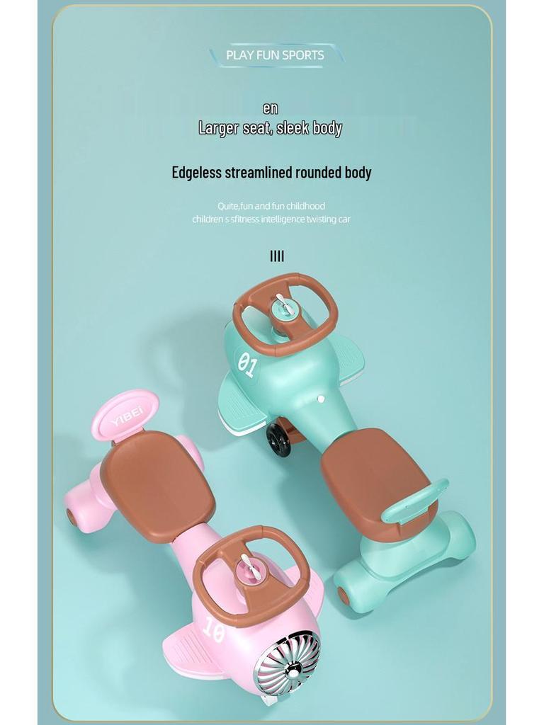 Children's Twist Car: Safe, Anti-Rollover Ride-On Toy for Boys, Girls, and Adults