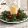 Christmas Candle Ring Candlestick Wreath Red Poinsettia Pine Needle Berry Decor Wreath with Berries Tabletop Centerpiece for Home Party Wedding