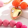 New Colorful Acrylic Heart Pendant Necklace for Women Summer Trendy Handmade Round Beads Y2K Choker Statement Jewelry Gift