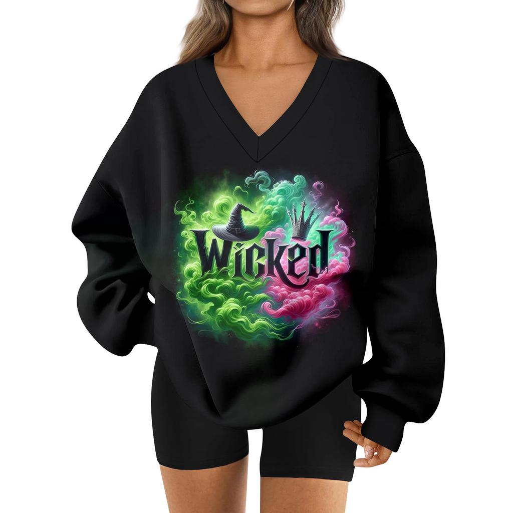 Women's Loose And Comfortable V-neck Sportswear Long-sleeved Sweatshirt Daily Matching Clothes