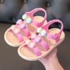 Girls' Fashion Rainbow Color Sandals Kids Sweet Princess Shoes for Summer Vacation Children's Soft Sole Beach Shoes PVC Material