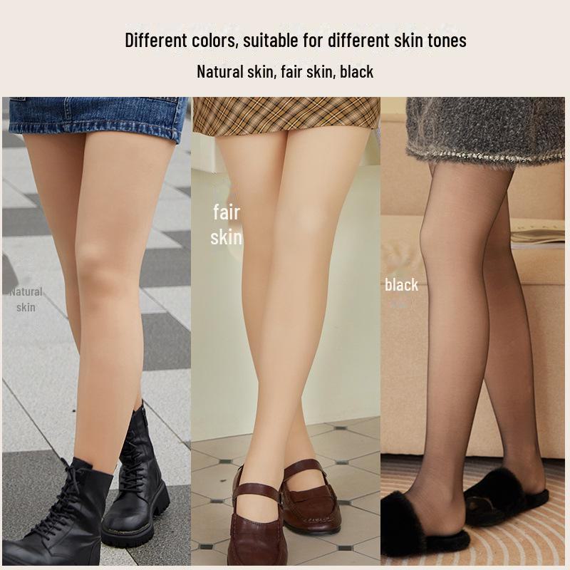 Double-Layer Oversized Winter Bare Leg Pantyhose: Women's Enhanced Fit, No-Slip Nude Feel, Plush Velvet Leggings.