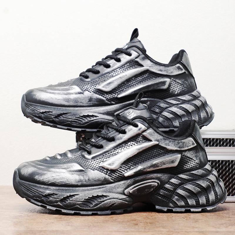 

New Men s Thick Soled Fashionable Casual Sports Shoes Korean Version Trendy Versatile Men s Shoes Anti Slip and Durable 45 чёрный