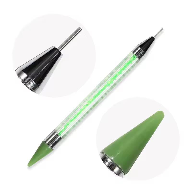 Pic à Strass à Cire pour Ongles Stylo à Points Stylo à Cire Double Pointe pour Strass Pointe Outil d'Art pour Ongles Cristal & Pierre Précieuse pour Manucure DIY