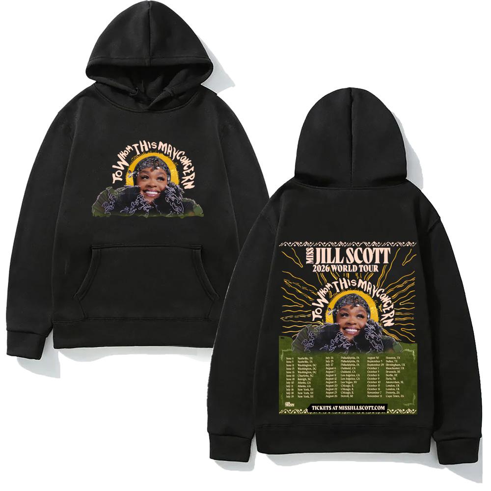 

Jill Scott To Whom This May Concern World Tour HOODIE Autumn/Winter with Hooded Fleece Sweatshirt Comfortable Hoody XS чёрный