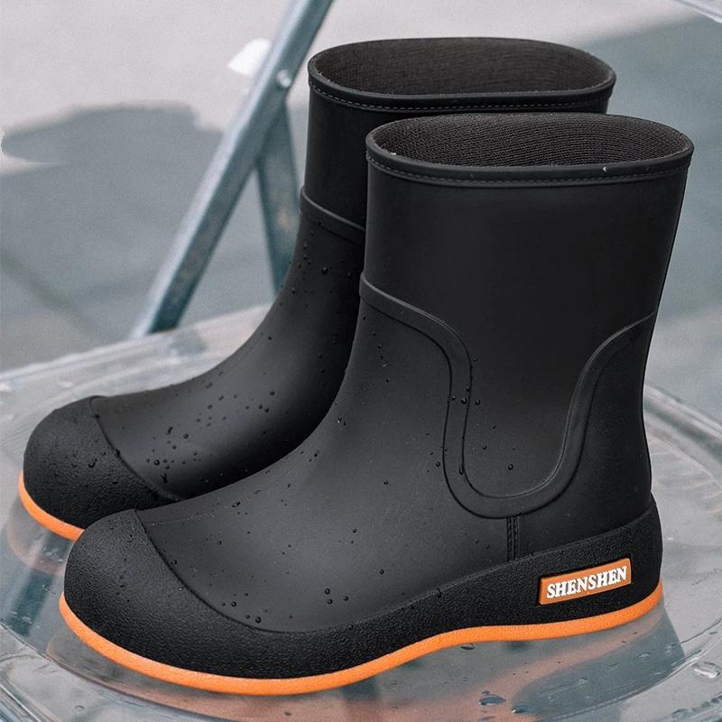 Women Mid Calf Rain Boots Waterproof Anti-Slip Rubber Boots For Outdoor Work 36