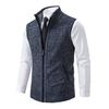 Men Autumn Winter Vest Coat Stand Collar Knitted Cardigan Zip Up Neck Protection Sleeveless Slim Fit Warm Casual Soft Mid Length Men Jacket