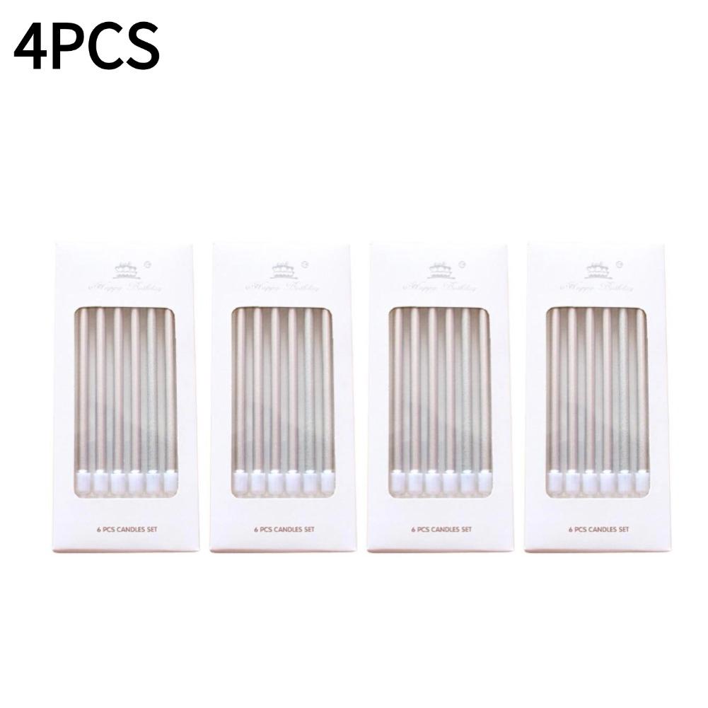 6pcs Metal Gold Silver Birthday Candles DIY Colorful Cake Decoration Baby Shower Gender Reveal Cupcake Decorating Candle Toppers