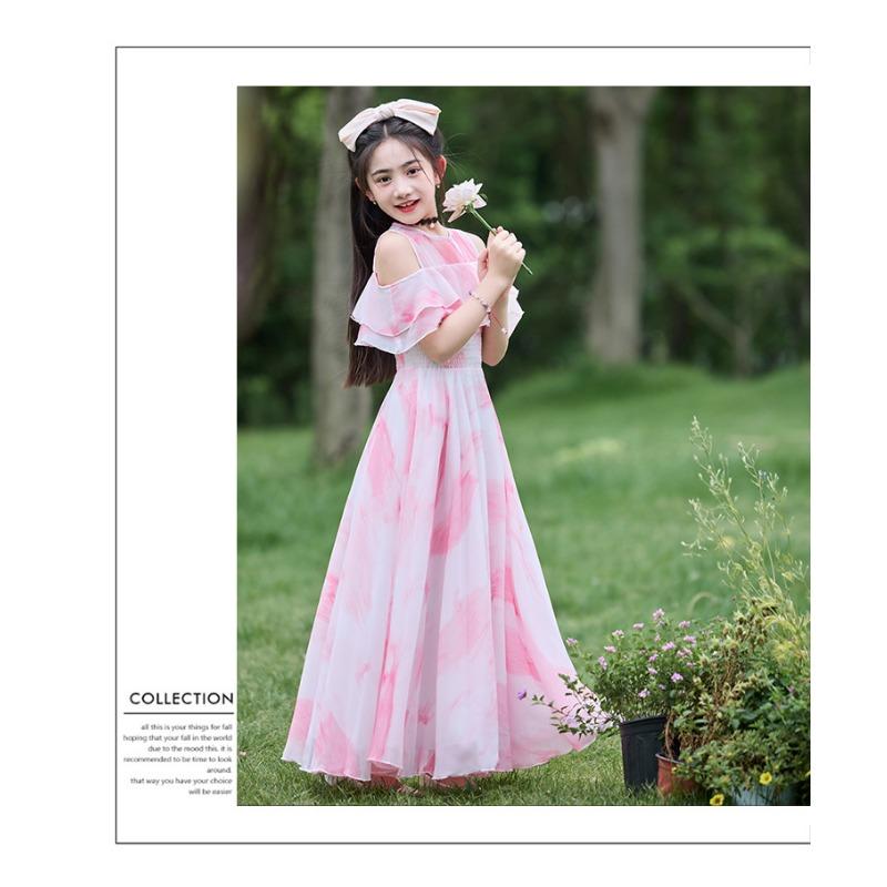 Girls Princess Thin Summer Dress Kids Casual A Line Children Beach Dress