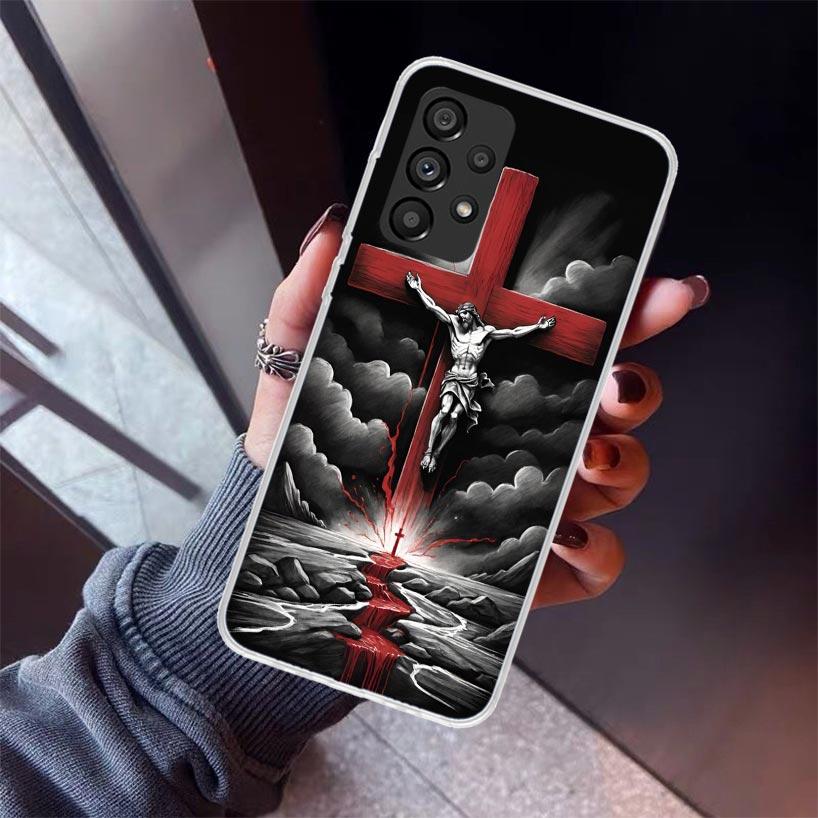 Christian Cross Design Phone Case For Samsung Galaxy A17 A57 A37 A16 A26 A36 A56 A15 A25 A35 A55 A14 A13 A54 A53 A34 A24 A33 A23