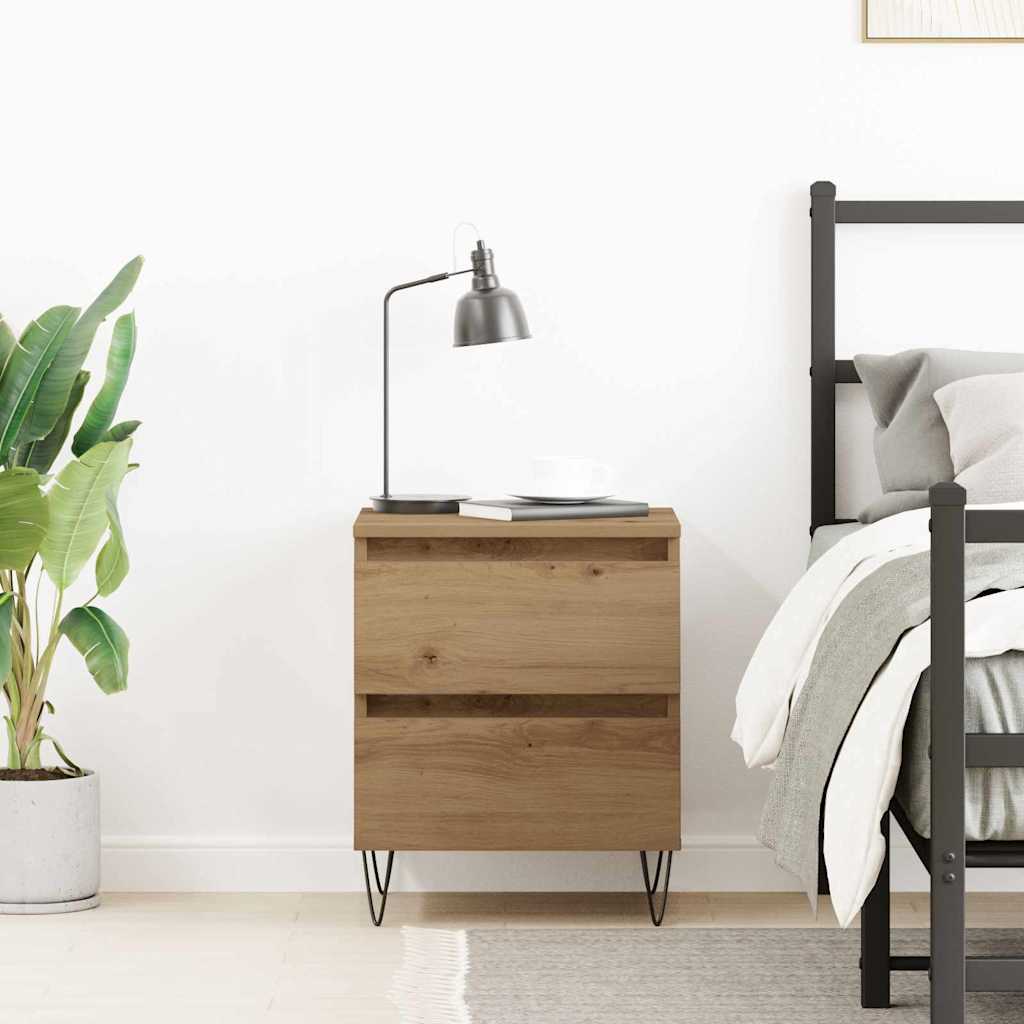 Nightstand Oak Effect Handcrafted 40 x 35 x 50 cm Engineered Wood