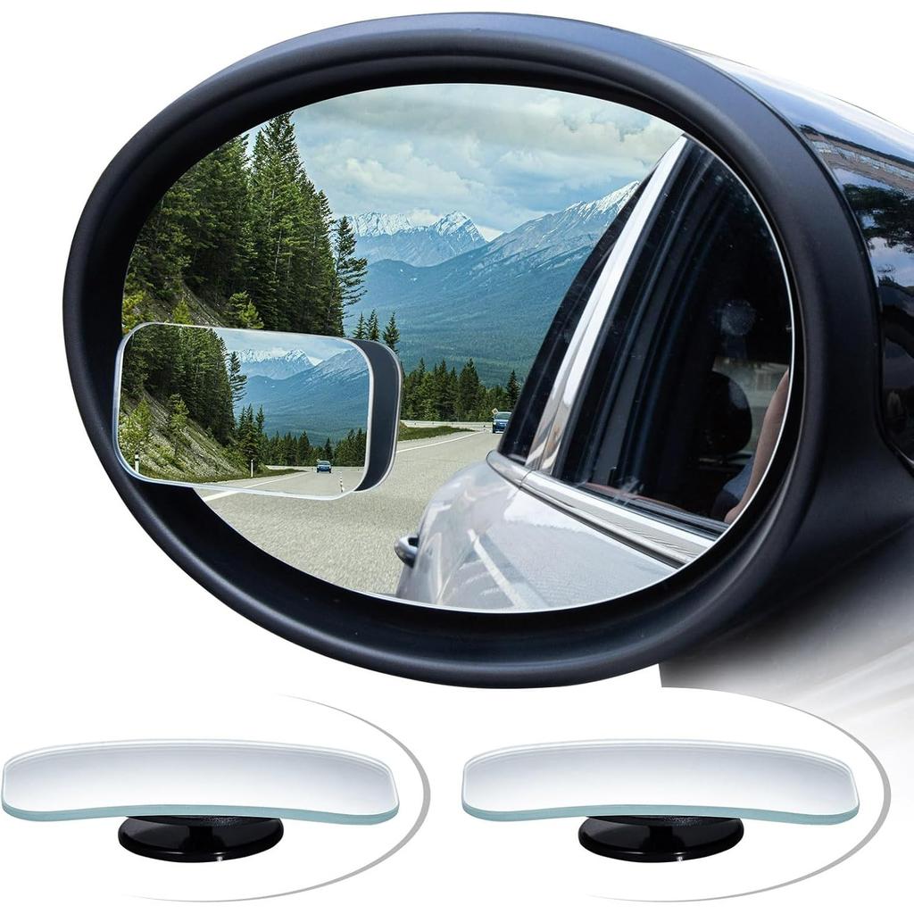 Blind Spot Mirrors for Cars, 2 Pack Round Frameless Blind Spot Adhesive Rotate Adjustable HD Glass Convex Side Mirror for Car SUV Van Truck Universal