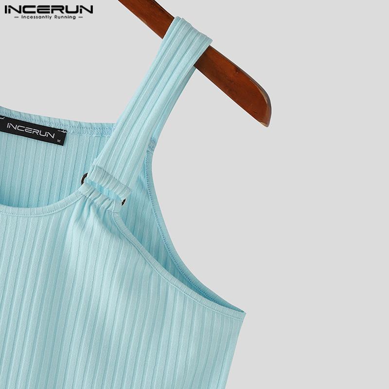 INCERUN Pánská žebrovaná vesta bez rukávů ležérní tílka slim fit