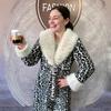 Autumn and winter imitation mink new medium and long waist fur collar thin fashion warm cold thickened coat women