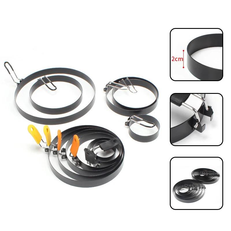 Non-Stick Stainless Steel Fried Egg Ring with Silicone Handle Scrambled Eggs Shaper Mold for Perfect Fried Eggs JDGJ009