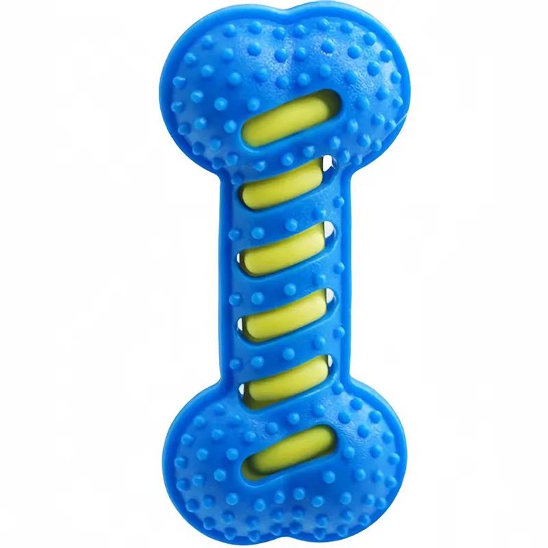 

Squeaky Dog Toy for Aggressive Chewers Interactive Rubber Bone with Sound Chew Resistant Molar Rod Training Toy Durable XS синий
