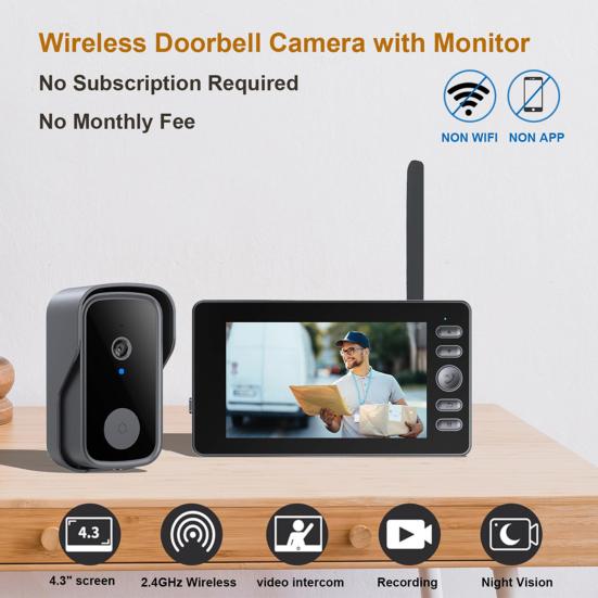 Wireless Smart Doorbell with Camera 1080P Video & Night Vision Doorbell