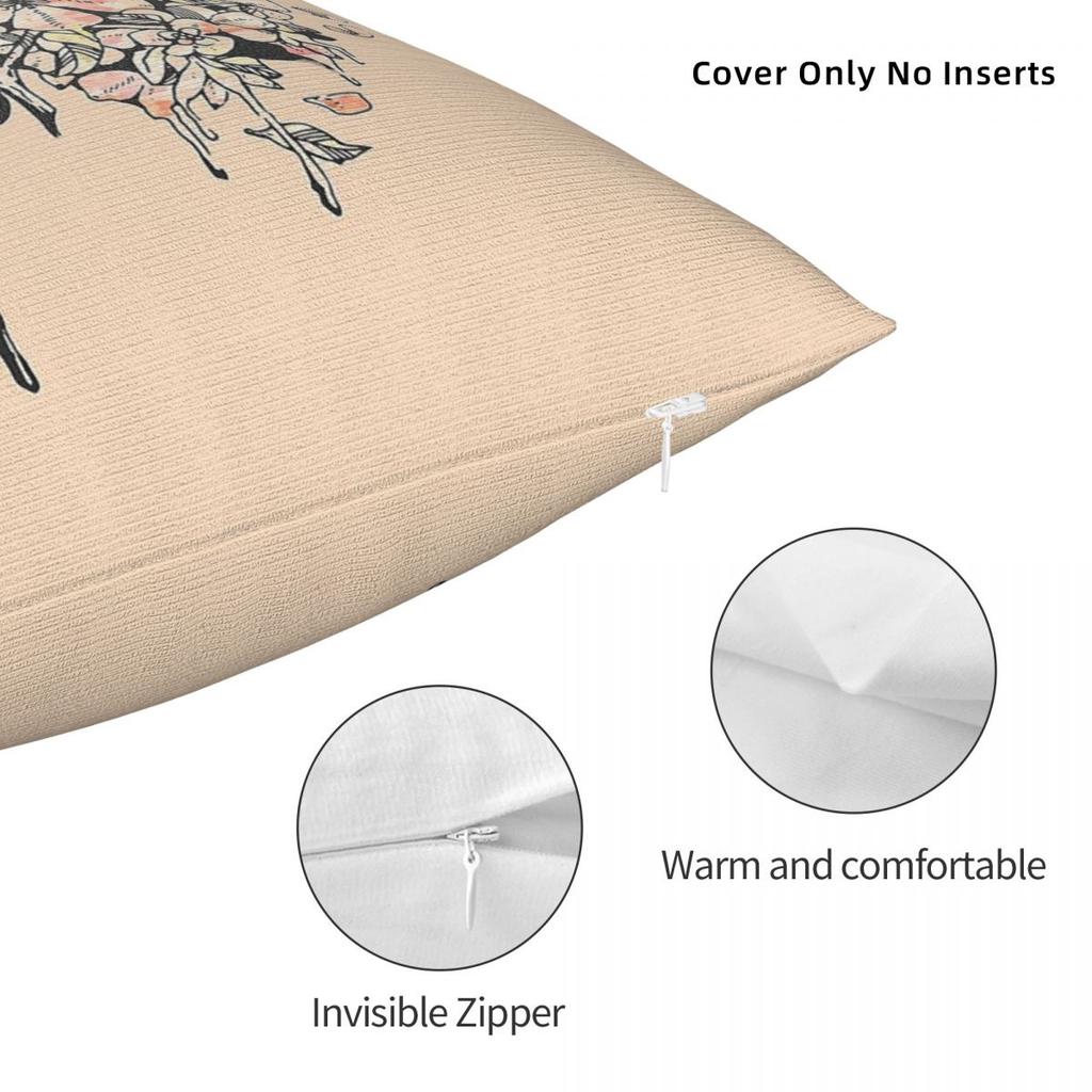 Vlinder Natuur Bloemen Vierkante Kussensloop Polyester Linnen Fluweel Creatieve Rits Decoratieve Huis Kussenhoes