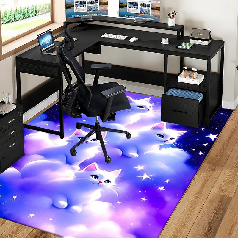 1 Stück Anime Katze Stuhlmatte - Niedliches Cartoon-Design Büroteppich, Rutschfester Teppich für Schreibtisch, Festliches Geschenk, Universell für Alle Jahreszeiten, Heimdekoration, Wohnzimmer,