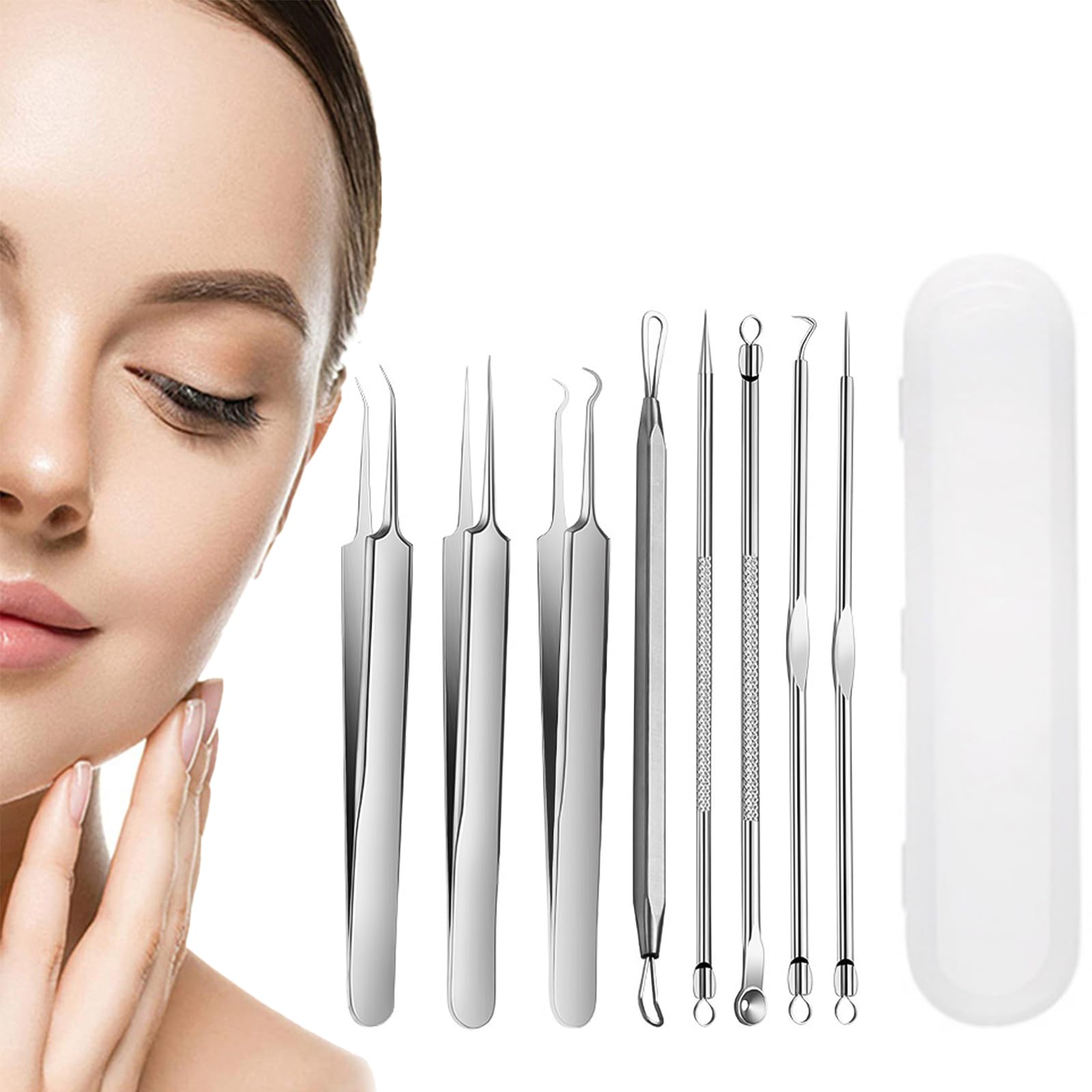 

Coollooda Blackhead Remover and Tweezers of with Dedicated Pore Care Kit for Blackhead Acne Blackhead Acne Pore Nose Stainless Storage Case Silver