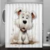 Cartoon Puppy Digital Print Shower Curtain, Bathroom Decor with Free Hooks, Machine Washable, Reversible Polyester Fabric