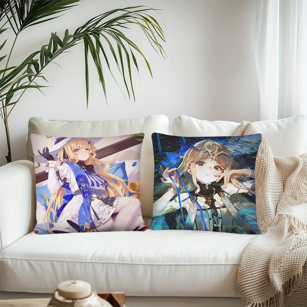 Cartethyia Anime Spiel W-Wuthering Waves Kissenbezug Mode Quadratischer Kissenbezug Schlafzimmer Sofa Zimmer Ins Dekoration Freizeit