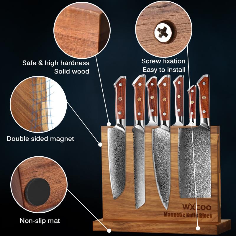 Double-sided Solid Wood Magnetic Knife Holder Kitchen Storage Knife Rack Multi-function Powerful Knife Rack