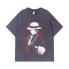 275 GSM Washed T-shirts 100% Cotton Demon Slayer V37 Muzan Print Unisex Heavy Cotton T Shirt