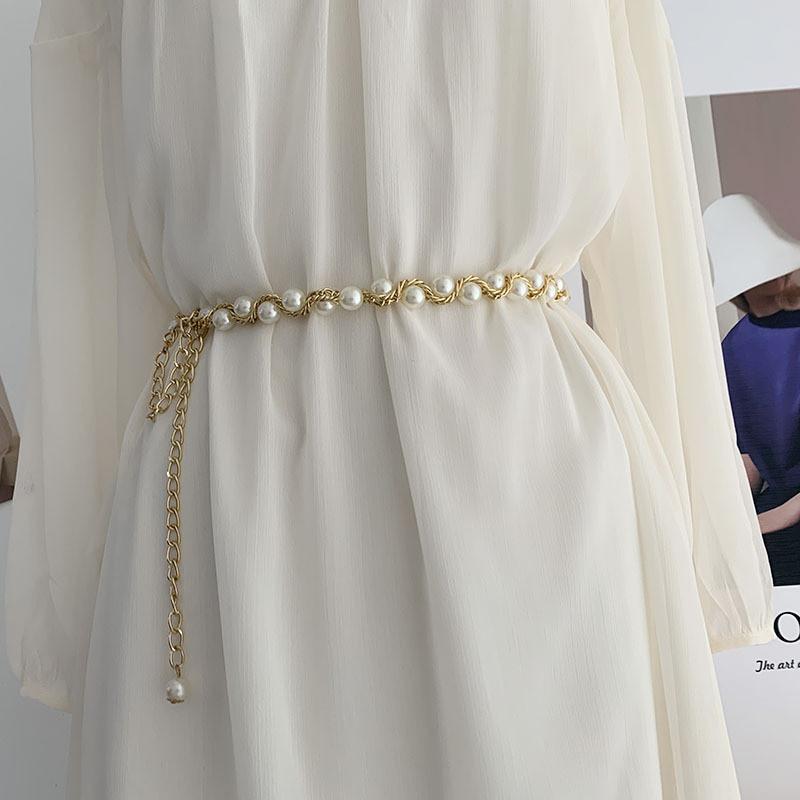 Stylish Korean Women's Pearl Waist Chain Elegant Dress Accessory For Fashionable Outfits