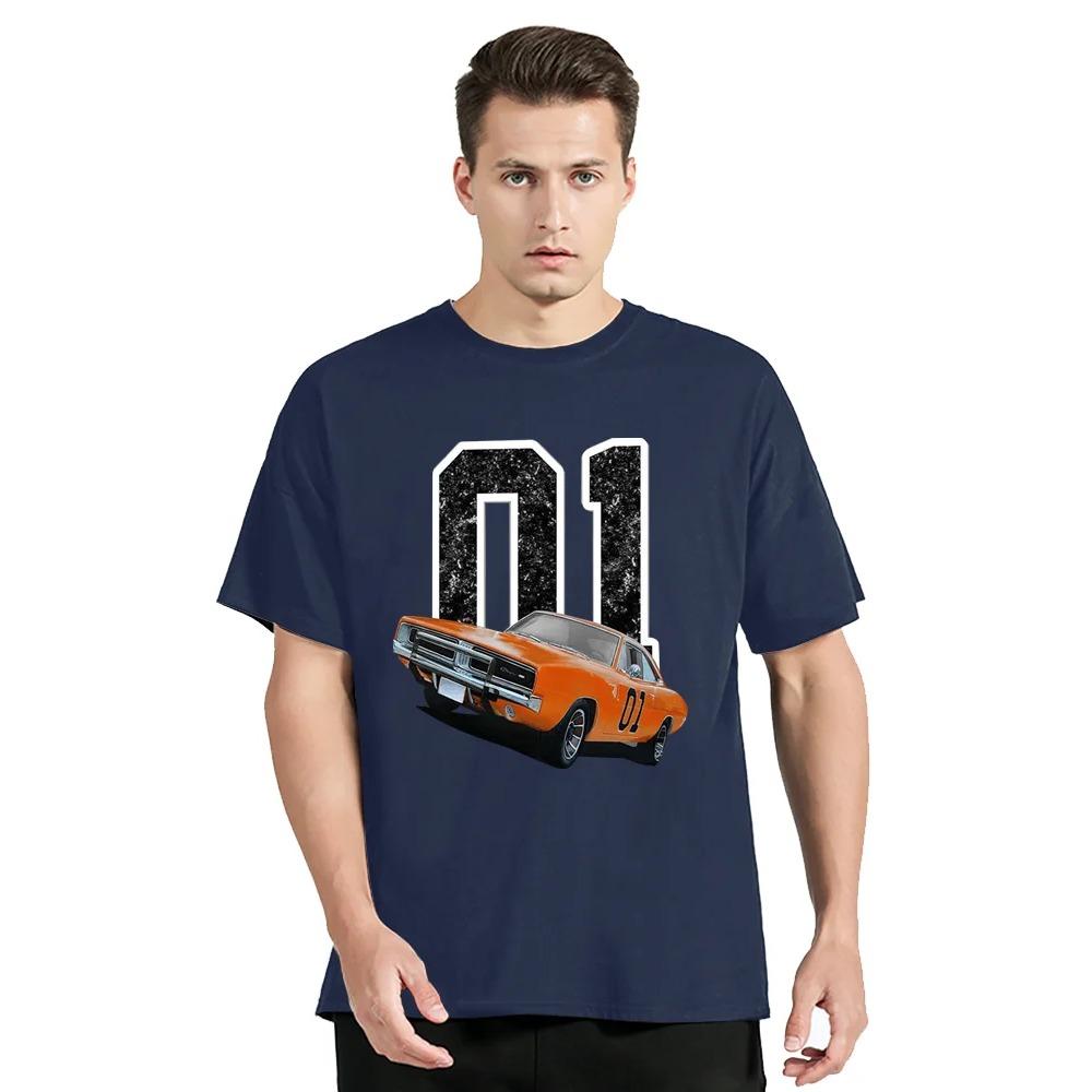 General Lee Charger Paul Kuras Erkek Tişört Araba Moto Tişörtler Oversize Pamuklu Tişört Günlük Sokak Giyim Üstler Fitness Grafik Tişört
