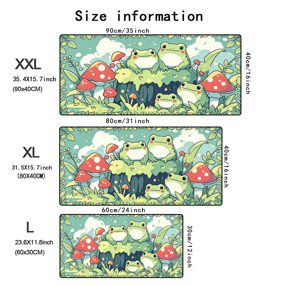 Cute Cartoon Frog Illustration Mouse Pad Anime Desk Mat XXL Rubber Non-Slip Office Mousepad Pc Accessories Gaming Long Mousepad