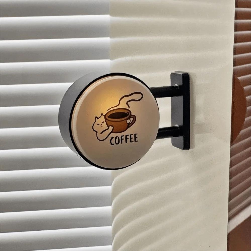 Creative Atmosphere Coffee Corner Light Sign Retro Style Soft Light Glowing Fridge Magnet Decoration Magnetic
