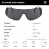 1pc Women Men Punk Y2K Sunglasses Trendy Rimless Star One Piece Goggles Oversized Wrap Around Shades 2000's Eyewear UV400