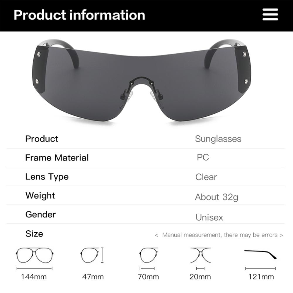 1pc Women Men Punk Y2K Sunglasses Trendy Rimless Star One Piece Goggles Oversized Wrap Around Shades 2000's Eyewear UV400