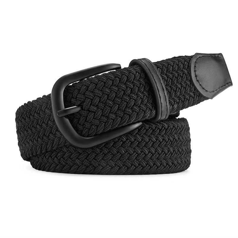 Non perforated men's and women's woven waist belt, elastic canvas belt, women's Korean version versatile student pants belt