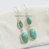 Natural Arizona Turquoise Earring, Hanging 2 Stone Bezel Earring, 925 Sterling Silver Earrings, Wedding Gift, Handmade Long Earrings