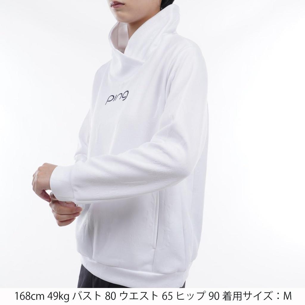 PING Apparel Women's Long Sleeve High Neck Shirt (Mr. PING Shadow Pattern) / Golf Undershirt / 622-3269900 030_White, Size M